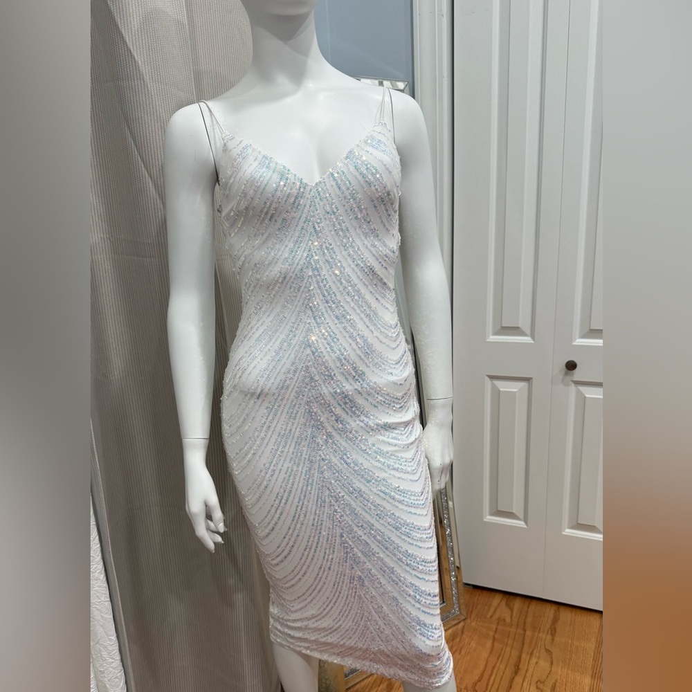 Windsor White Sequin Midi Dress
